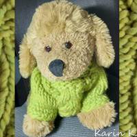 Pullover für kleine Hunde Lind Limonengrün gestrickt Wolle LEI Lana Grossa Rückenlänge 28 cm Bild 9