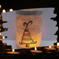 besticktes WINDLICHT "WEIHNACHTSBAUM"   //freie Farbwahl//  Lichtbeutel Kerzenglas Deko Geschenk Weihnachten Fes Bild 1