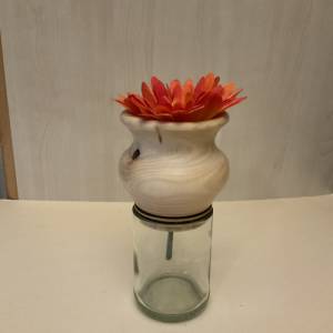 Holz - Glas Blumenvase, zweiteilig - gedrechselt Bild 2