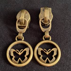 Zipper Butterfly2, breit, bronze / Schieber für Reißverschlüsse mit Spiralraupe Bild 2