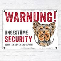 Hundeschild UNGESTÜME SECURITY (Yorkshire Terrier), wetterbeständiges Warnschild Bild 2
