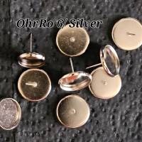 Silberfarbige Ohrstecker, Rohlinge für 12 mm Cabochons, 10 Stück Bild 1
