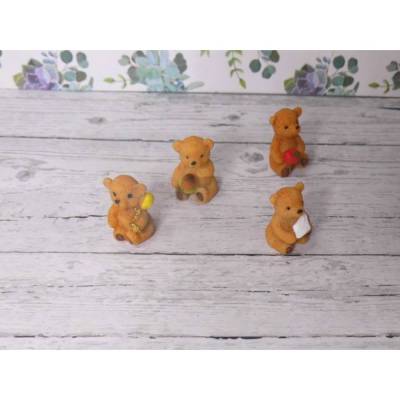 Miniatur Spielzeug  4 Bären  zur Dekoration oder zum Basteln für den Feengarten Wichteldorf, Wichteltür, Puppenhaus