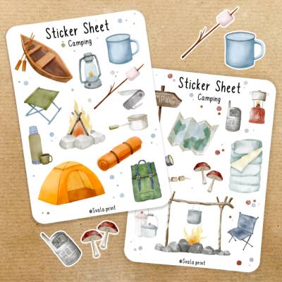 Sticker Camping | Aufkleber Bulletjournal | Journal Sticker | Watercolor