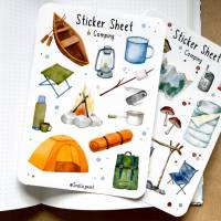 Sticker Camping | Aufkleber Bulletjournal | Journal Sticker | Watercolor Bild 3