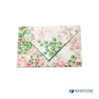 20 kleine Briefumschläge floral 002 rot grün, handgemacht, für Gutscheine / Visitenkarten Bild 1