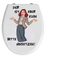 WC-Toiletten Aufkleber Der ist aber Klein Tür-Bad-Toilette-Cartoon Aufkleber-Wunschtext-Personalisierbar Bild 1