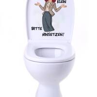 WC-Toiletten Aufkleber Der ist aber Klein Tür-Bad-Toilette-Cartoon Aufkleber-Wunschtext-Personalisierbar Bild 2