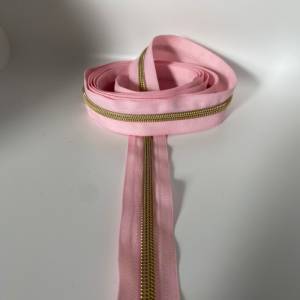 Reißverschluss „Golden Star“, rosa, breit / metallisierter Endlosreißverschluss mit Spiralschiene/ Meterware Bild 2