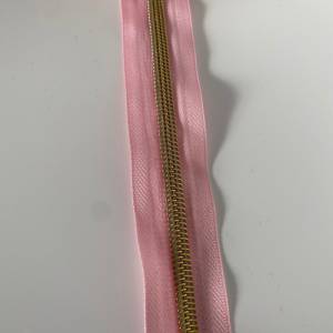 Reißverschluss „Golden Star“, rosa, breit / metallisierter Endlosreißverschluss mit Spiralschiene/ Meterware Bild 3