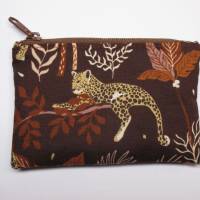 Mini-Geldbeutel Jaguar im Dschungel, braun-rostrot, Baumwolle Bild 1