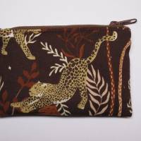 Mini-Geldbeutel Jaguar im Dschungel, braun-rostrot, Baumwolle Bild 2