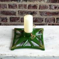alter Baumständer Kerzenhalter Vintage Deko grün gold B Bild 3