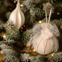 Weihnachtsbaumschmuck Tannenbaumschmuck Christmas Schmuck Handgemacht Handmade Weihnachtsgeschenk boho Rustikale beige Bild 4