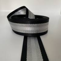 Gurtband White&Silver Stripes, schwarz, 38 mm Bild 2