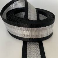 Gurtband White&Silver Stripes, schwarz, 38 mm Bild 6