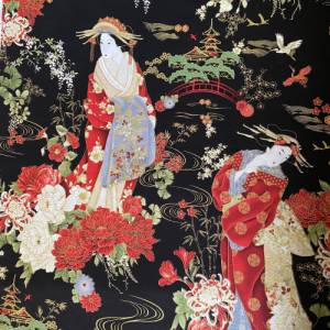 Kyoto Garden, 0,5 m Patchworkstoff / Chong-A Hwang für Timeless Treasures / metallic Effekt / Japanese Geishas Bild 2