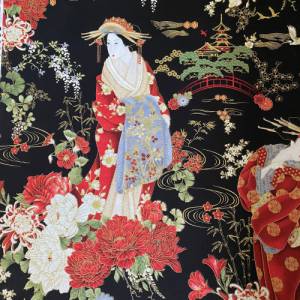 Kyoto Garden, 0,5 m Patchworkstoff / Chong-A Hwang für Timeless Treasures / metallic Effekt / Japanese Geishas Bild 3
