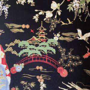 Kyoto Garden, 0,5 m Patchworkstoff / Chong-A Hwang für Timeless Treasures / metallic Effekt / Japanese Geishas Bild 5