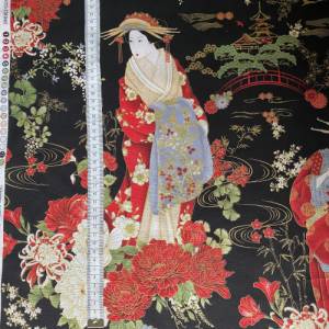 Kyoto Garden, 0,5 m Patchworkstoff / Chong-A Hwang für Timeless Treasures / metallic Effekt / Japanese Geishas Bild 7