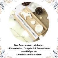 Advent Geschenkset in Holzbox ~ Kerze | Kerzenhalter | Dalapferd | Tannenbaum Bild 2