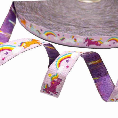 Webband Einhorn, 1 m, 1,80 Eur/m, rosa, Rainbow Unicorns