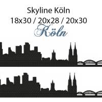 4 tlg. Stickdatei Skyline Köln 2 Größen verschiedene Dateiformate Stickmuster Stickmotiv mit und ohne Schriftzug Bild 1