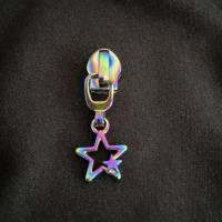 Zipper 2 Stars, breit, regenbogen / Schieber für Reißverschlüsse mit Spiralraupe Bild 1