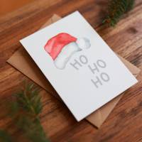 Weihnachtskarte | Weihnachtspost | Weihnachtsgruß | Ho Ho Ho | Weihnachtsmütze | aus Naturpapier | DIN A6 | Grußkarten Bild 2