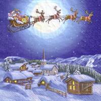 10 einzelne Lunchservietten Winterland, Weihnachtsservietten mit Santa Claus im Schlitten von Stewo Bild 1