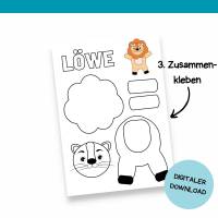 Bastelvorlage Tiere für Kinder - Druckvorlage - Bastelideen zum Selberdrucken - Bastelbuch - Digitaler Download Bild 6