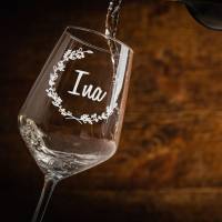Weinglas mit Gravur | personalisiertes Weinglas zur Hochzeit | gravierte Weingläser zum Verschenken | Firmenlogo Bild 1