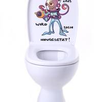 WC-Toiletten Aufkleber Alien Tür-Bad-Toilette-Cartoon Aufkleber-Wunschtext-Personalisierbar Bild 3
