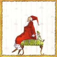 6 einzelne Lunchservietten Weihnachtsmann mit Engel, Weihnachtsservietten von Silke Leffler, Grätz Verlag Bild 1