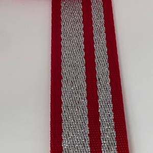 Gurtband Silver Stripes, 38mm, rot Bild 2