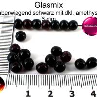 Glas - Perlen - überwiegend schwarz mit dunklem amethyst - ca. 6 mm Bild 1