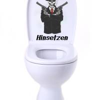 WC-Toiletten Aufkleber Bitte HinsetzenTür-Bad-Toilette-Cartoon Aufkleber-Wunschtext-Personalisierbar Bild 2