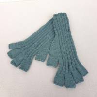 Marktfrauenhandschuhe Handgestrickt Größe L Musikerhandschuhe Fingerhandschuhe ohne Kuppen Farbe Hellpetrol  ➜ Bild 1