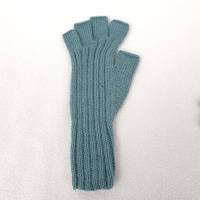 Marktfrauenhandschuhe Handgestrickt Größe L Musikerhandschuhe Fingerhandschuhe ohne Kuppen Farbe Hellpetrol  ➜ Bild 5