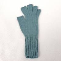 Marktfrauenhandschuhe Handgestrickt Größe L Musikerhandschuhe Fingerhandschuhe ohne Kuppen Farbe Hellpetrol  ➜ Bild 6