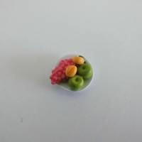 Miniatur Obstteller - Teller mit Obst  - Puppenhaus oder  zur Dekoration oder zum Basteln - Wichteltür Krippenbau Bild 1
