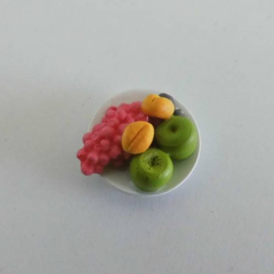 Miniatur Obstteller - Teller mit Obst  - Puppenhaus oder  zur Dekoration oder zum Basteln - Wichteltür Krippenbau
