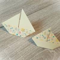 10 Origami Segelboote, Tischdeko Konfirmation, Taufe, Hochzeit, Schiffe, Boote, Papierdeko hellgelb Bild 3