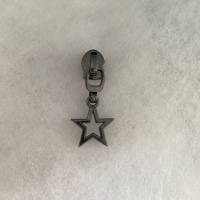 Zipper Small Star, breit, gunmetal / Schieber für Reißverschlüsse mit Spiralraupe Bild 1