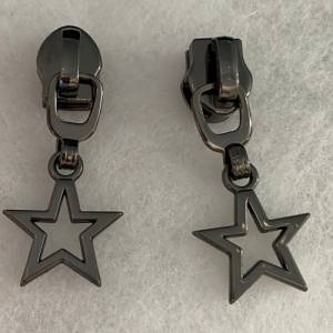 Zipper Small Star, breit, gunmetal / Schieber für Reißverschlüsse mit Spiralraupe Bild 2