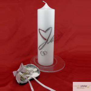 Hochzeitskerze mit zweifarbigem Herz und "Ja", Traukerze, Trauung, personalisiertes Hochzeitsgeschenk Bild 4