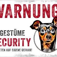 Hundeschild UNGESTÜME SECURITY (Zwergpinscher), wetterbeständiges Warnschild Bild 1