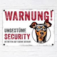 Hundeschild UNGESTÜME SECURITY (Zwergpinscher), wetterbeständiges Warnschild Bild 2