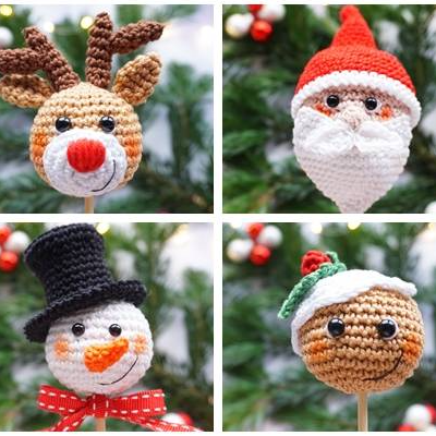 Häkelanleitung Blumenstecker 4er Set Weihnachten - PDF Datei