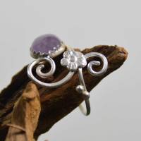 Filigraner Ring aus Sterling Silber mit Amethyst und Blüte - Größe 50 - handgemacht Bild 4